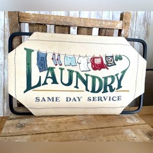 Vintage Laundry Room Decorative Fabric Wall Sign “ Same Day Service” NEW!